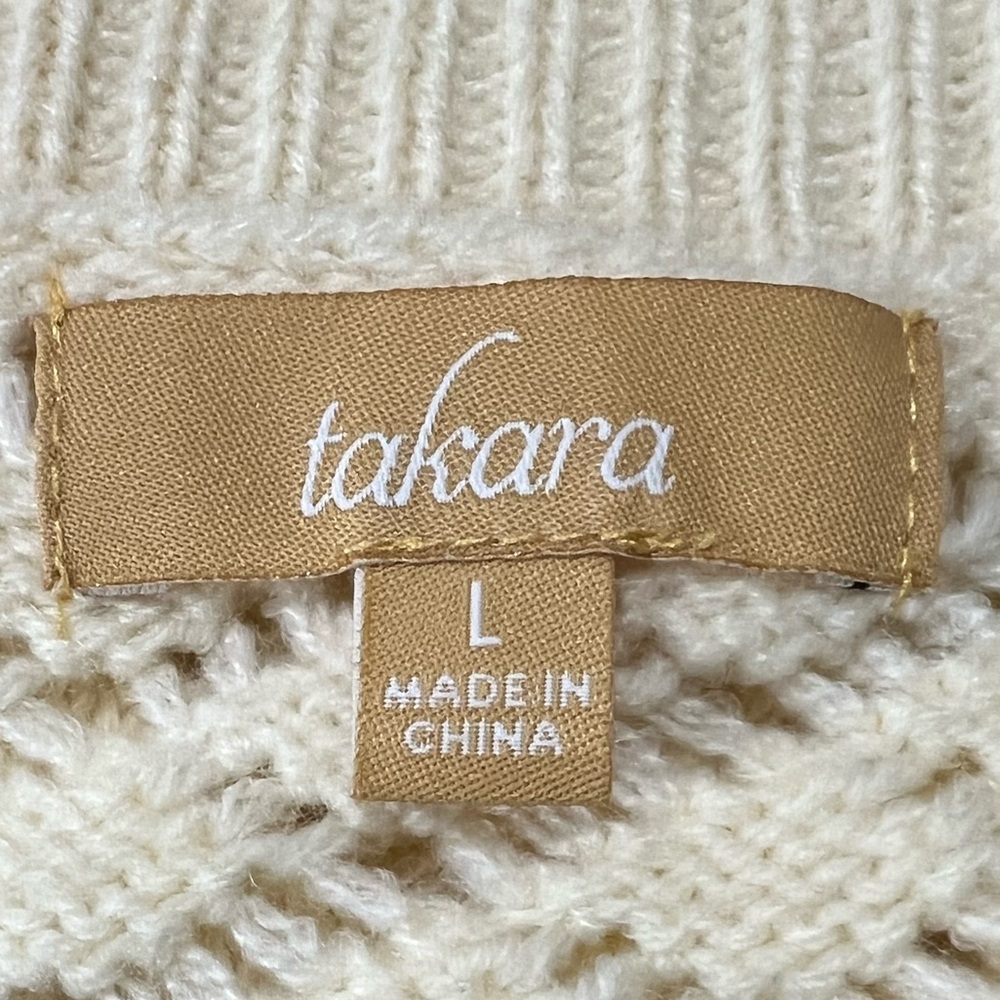 Takara Cream Knit Sweater With Lace Skirt Ling Sleeves Size L - Picture 6 of 8